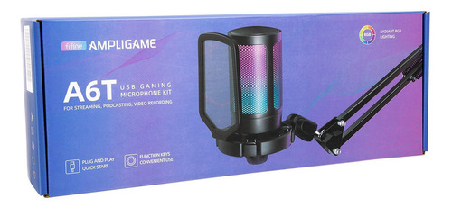 Micrófono Fifine Ampligame A6t Usb (soporte De Brazo) Black