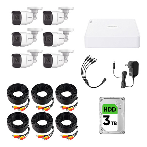 Epcom Kit Videovigilancia 6 Camaras 2mp Audio Metal + 3tb