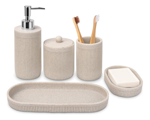 Conjunto De Accesorios De Baño 5pcs Dispensador De Loc...