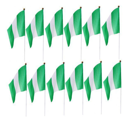4x 12 Piezas Bandera Olímpica De Nigeria Ondeando A Mano