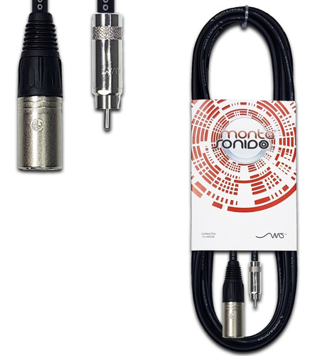 Cable Canon Xlr Macho A Rca Neutrik 3 Metros Montasonido