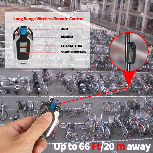 Alarma Antirrobo Para Bicicleta De 113 Db Con Control Remoto