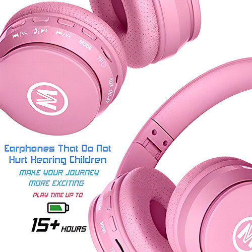 Mokata Auriculares Bluetooth Niños Volumen Limitado 85 Sobre Color 01-pink