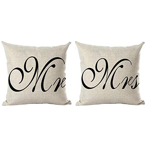 Juego De 2 Fundas De Almohada Decorativas Palabras  Sr....