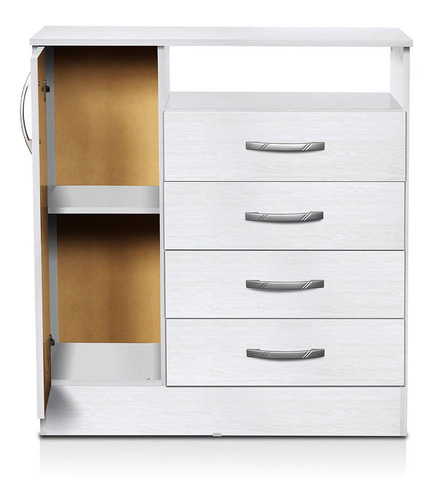 Imagen 3 de 5 de Cómoda Ricchezze 1 Puerta 4 Cajones Ecopack Blanca