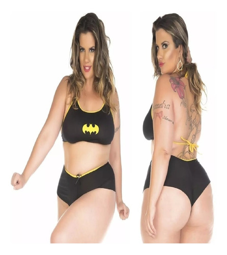 Conjunto Moda Adulta Plus Size Batgirl Heróis Carnaval