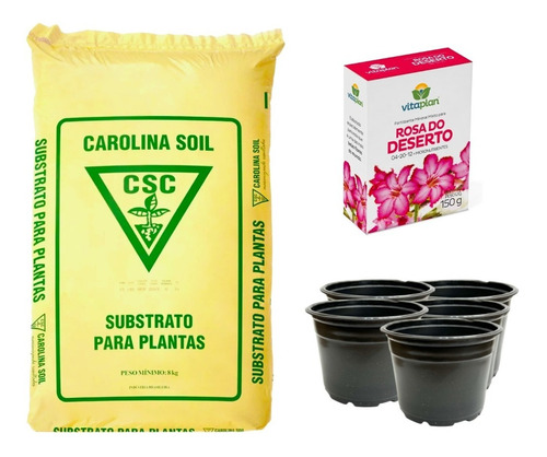 Kit Substrato Carolina Soil Para Cultivo Rosa Do Deserto 45l