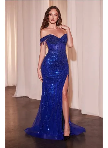 Vestido azul con pedreria sale