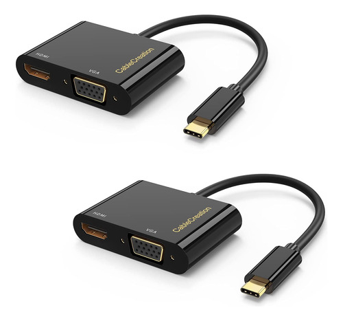 Cablecreation - Adaptador Usb C A Hdmi + Vga; Adaptador Usb 