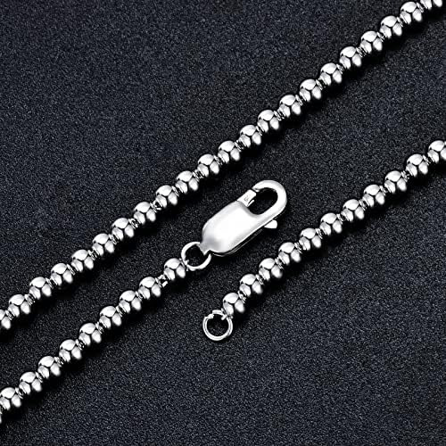 Cadenas De Cuentas De Plata De Ley Para Hombres, Collares De