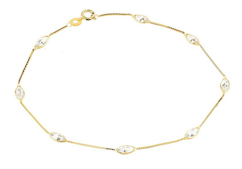 Pulseira Ouro 18k Veneziana Com Navetes 18cm Promoção