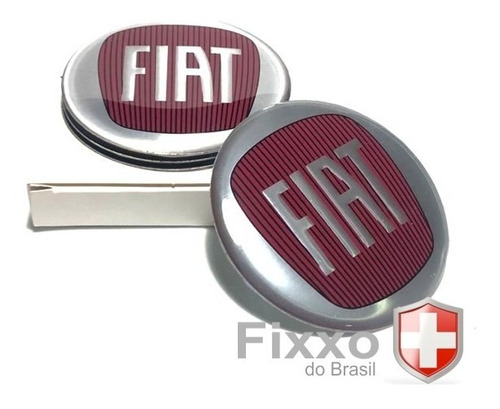 Imagem 1 de 1 de Emblema Miolo Adesivo De Calota Fiat Vermelho (65mm) Jg 4pçs