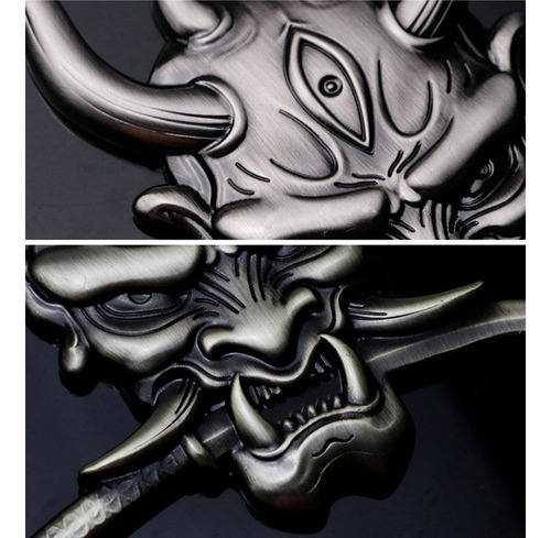 Pack-2 Fangs Samurai Devil Metal Etiqueta Adhesiva