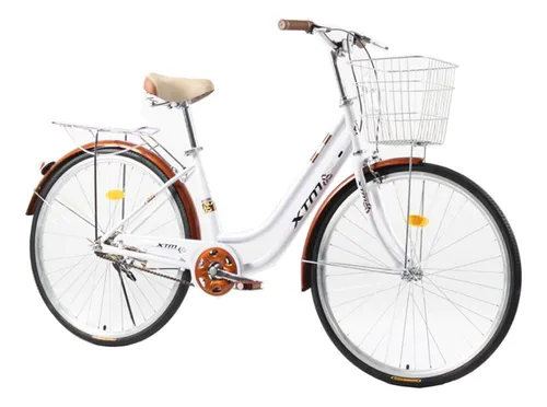 Bicicleta Rodado 26 Mujer Paseo Urbana Con Canasto Parrilla
