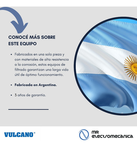 Imagen 8 de 10 de Kit Vulcano Pileta: Bomba Autocebante 1/2 Hp + Filtro Vc20
