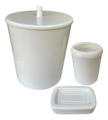 Kit Banheiro Lavabo Suporte Escova Sabonete Lixeira Cor Branco