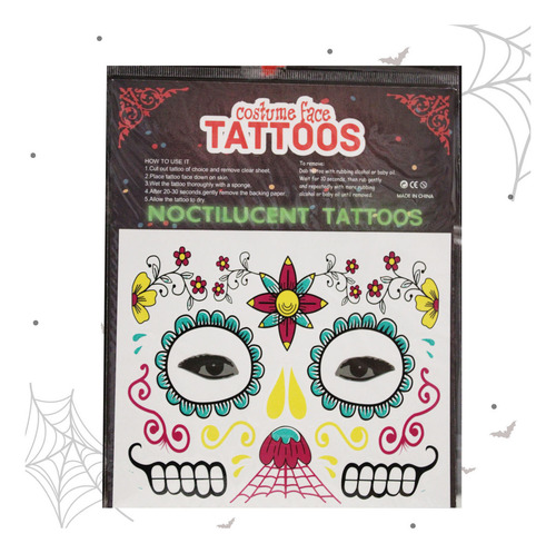 12 Tatuajes Temporales Catrinas Calaverita Halloween Muertos Color Catrina