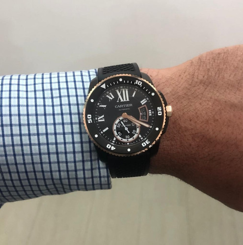 Cartier Calibre Diver Ouro Rosé & Carbon 2020 Completo
