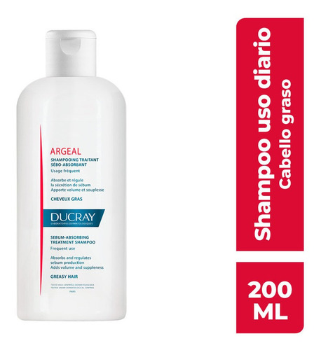 Ducray Argeal Shampoo Seboabsorbente Cabello Graso 200ml
