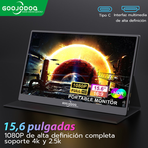 Monitor Portátil 15.6'' 1080p Lcd Para Laptop, Pc, Mac, Ps