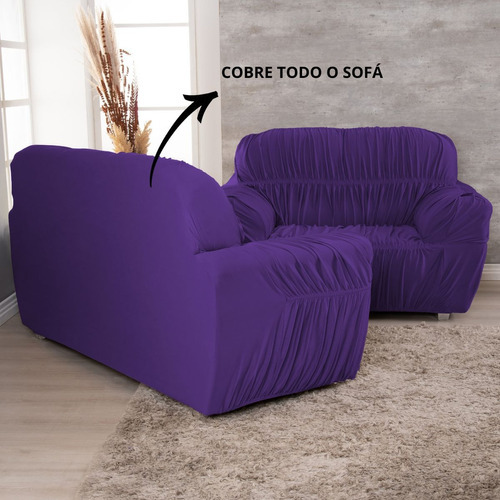 Funda de sofá de 2 y 3 plazas 21 elásticas Super King Color Funda de sofá elástica para 2 y 3 plazas, color morado