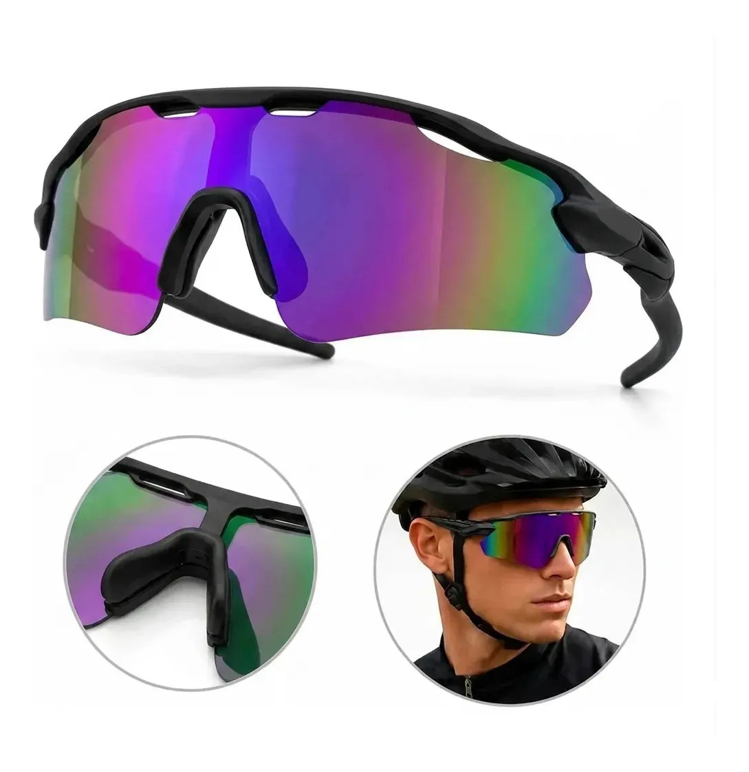 Óculos Esportivo Pace Baixa Ciclismo Corrida Bike Ciclista Estilo Radar Proteção Uv400 lilás azul Espelhado