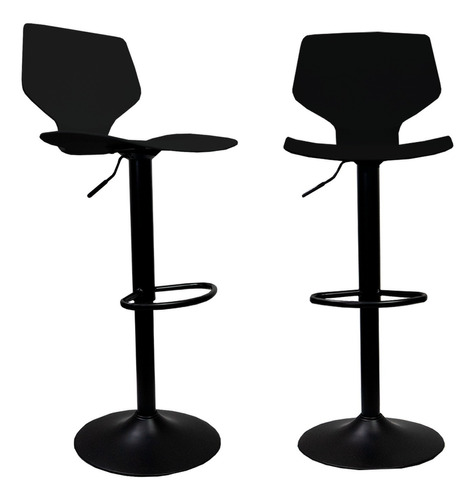 2 Banco Silla Alta Para Barra Comedor Giratorio Slim Negro