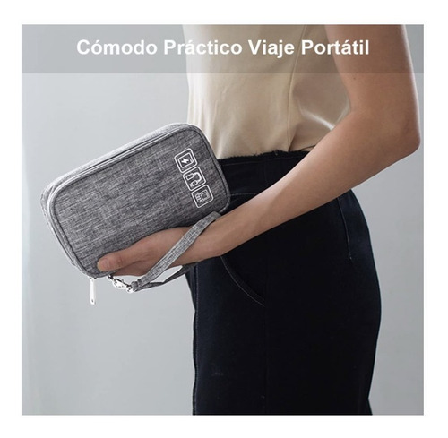 Imagen 7 de 7 de Bolso Organizador De Cables Para Viaje Con Compartimentos