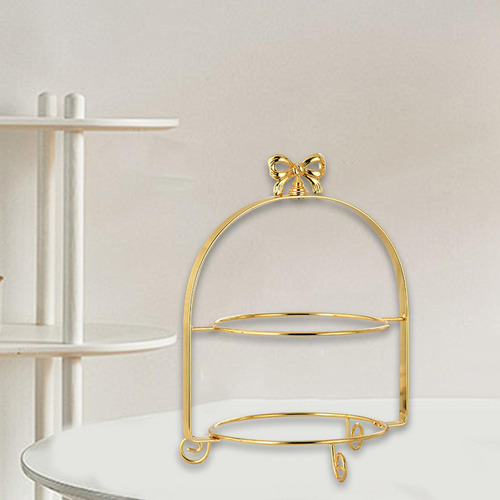Sobremesa Display Frutas Prato Rack Festa Camada Dupla Ouro