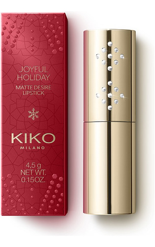 Lápiz labial Kiko Milano Joyful Holiday Matte Desire con acabado mate, color 01 Jingle Beige