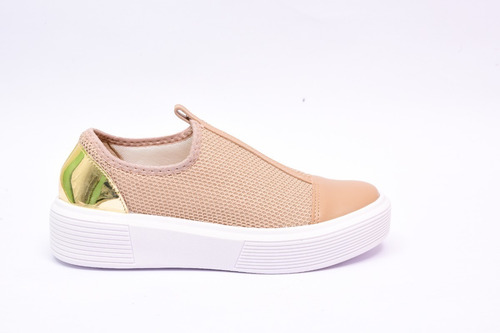 Zapatillas Urbanas Beira Rio Beige Con Dorado Para Mujer