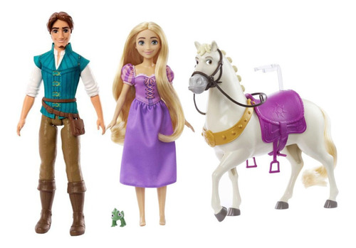Disney Princesa Muñeca Rapunzel Y Maximus + Flynn Rider