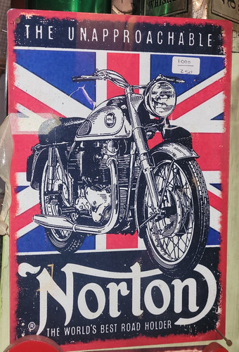 Cartel Publicidad Moto Norton En Chapa 30 X 20