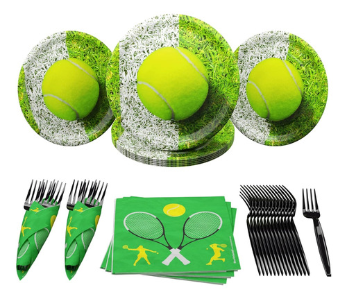 Kit Set De Fiesta Tenis 60 Pzas Mixtas Plato Etc 16 Personas