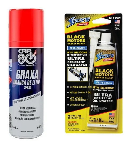 Cola Silicone Sticks + Car80 - Graxa Branca Spray