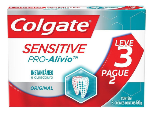 Pasta de dentes Colgate Sensitive Pro-Alívio Original  em creme pacote x 3 150 g