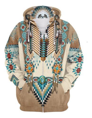 Sudadera Con Cremallera Indios Americanos Elementos Étnicos