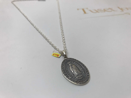 Virgen Guadalupe Con Cadena Turbillon 50cm. Plata 925. Tuset