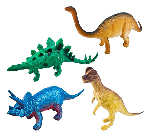 Kit 4 Dinossauros De Borracha Sortidos Médio Jurrassic