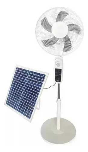 Ventilador Solar Recargable Usb De 5 Aspas 1.30 Metros Y Ele