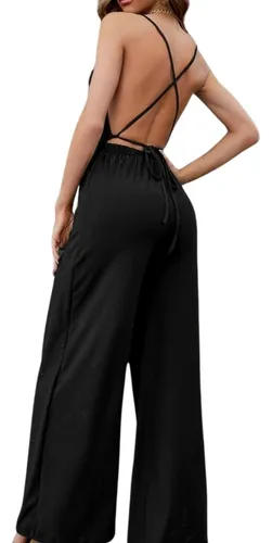 Mono Enterito Crepe Espalda Cruzada Estilo Y Comodidad Negro S