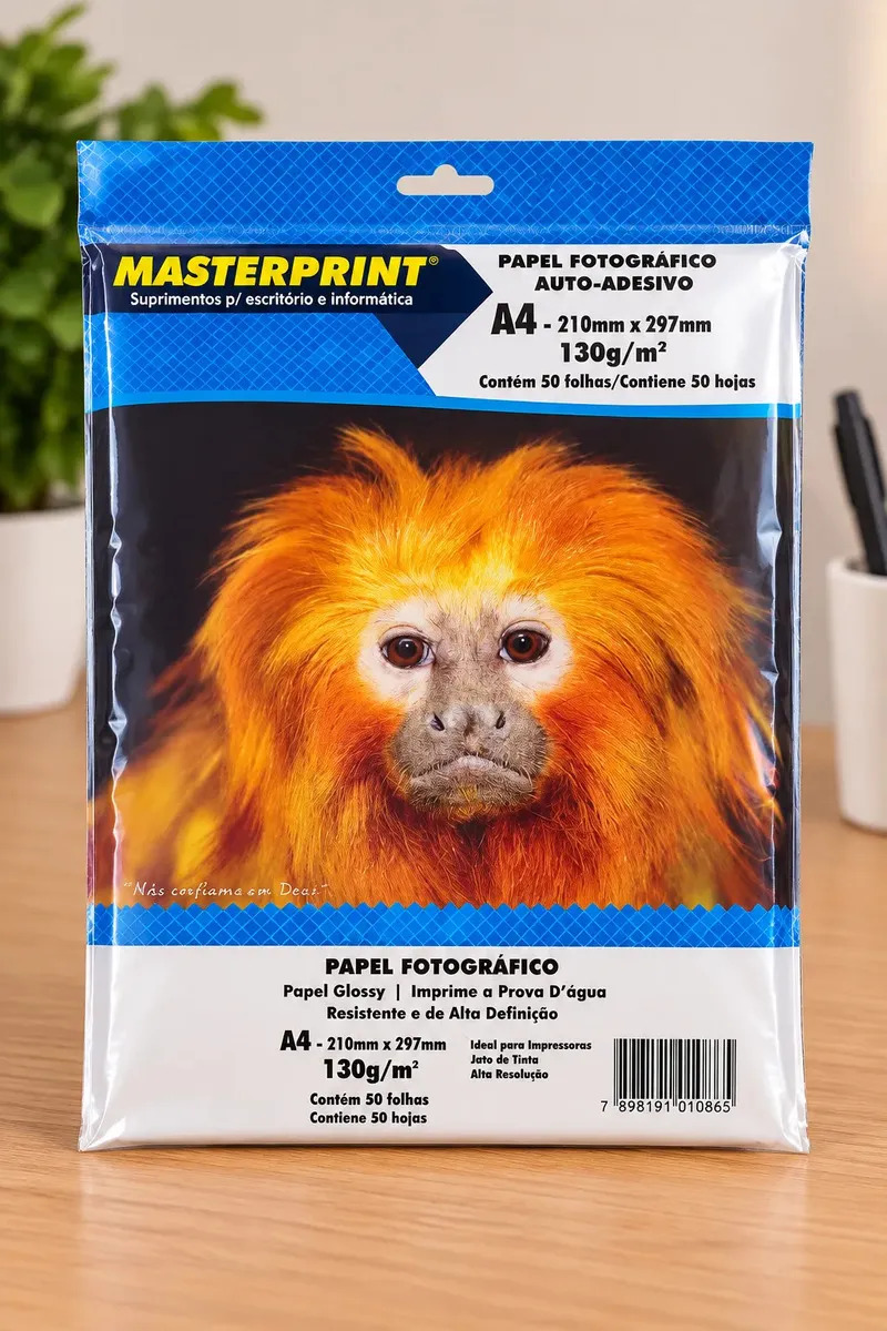 Papel Fotográfico Adesivo A4 Branco - Glossy Masterprint 130g com 50 Folhas