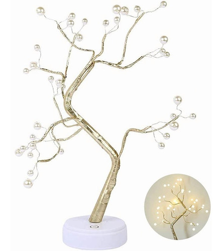 Lámpara Árbol De Bonsái 20 Pulgadas 36 Led Perla Decoración Color de la estructura Luz cálida (amarillo)