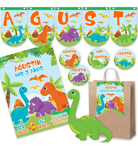 Kit Imprimible Dinosaurios Nene Cumples Candy Bar Editable