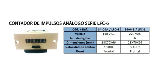 Contador Impulso Analogo Lfc-6 110v/10hz Oferta