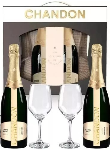 Chandon Extra Brut Estuche  X 2 Botellas Y 2 Copas. 