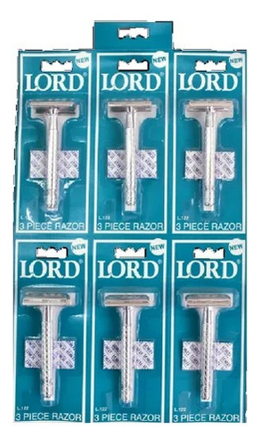 Rastrillo Lord Clasico/antiguo 6 Piezas Color Plata
