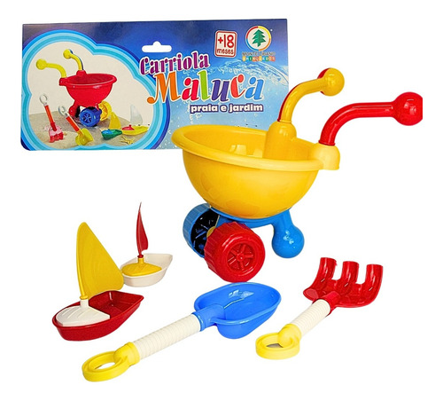 Kit De Praia Baldinho Brincar Areia Com Carriola Infantil
