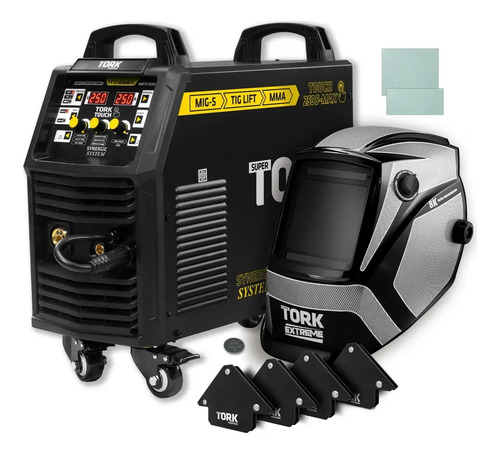 Maquina Solda Inversora Mig Gás Flex 250a Tig Mma Máscara 8k Cor Preto