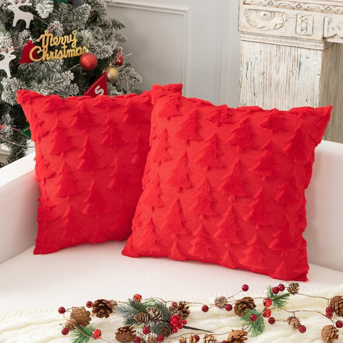 2pcs Felpa Fundas Navideñas Para Cojin De Pino De Navidad